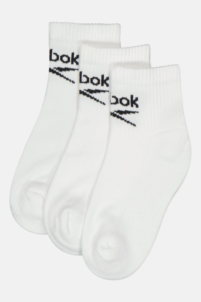 Reebok جوارب كاحل للرجال 3 أزواج بشعار العلامة التجارية، بيضاء - Image 1