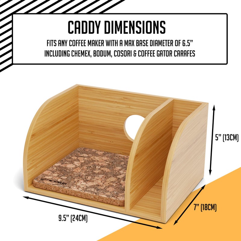 Hexnub - Caddy For Pour Over Coffee Maker  Bamboo Stand Fits Chemex  Bodum  Cosori Coffee Carafes  Heatproof Mat  Filter Holder For Drip Coffee Maker - Cork Mat - Image 5