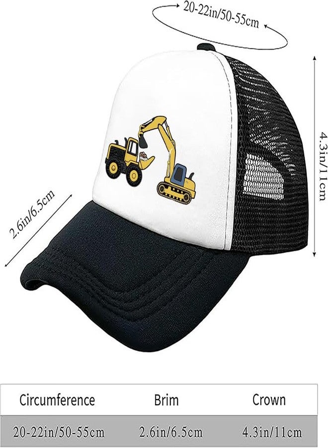 Negi Cute Excavator Kids Hat Mesh Baseball Cap for Kid Boys, Adjustable Snapback Hat for Boys Girls Age 4-8 Black,Toddler Trucker Hats Lightweight Snap Back Sun Cap for Kid Girls - Image 2