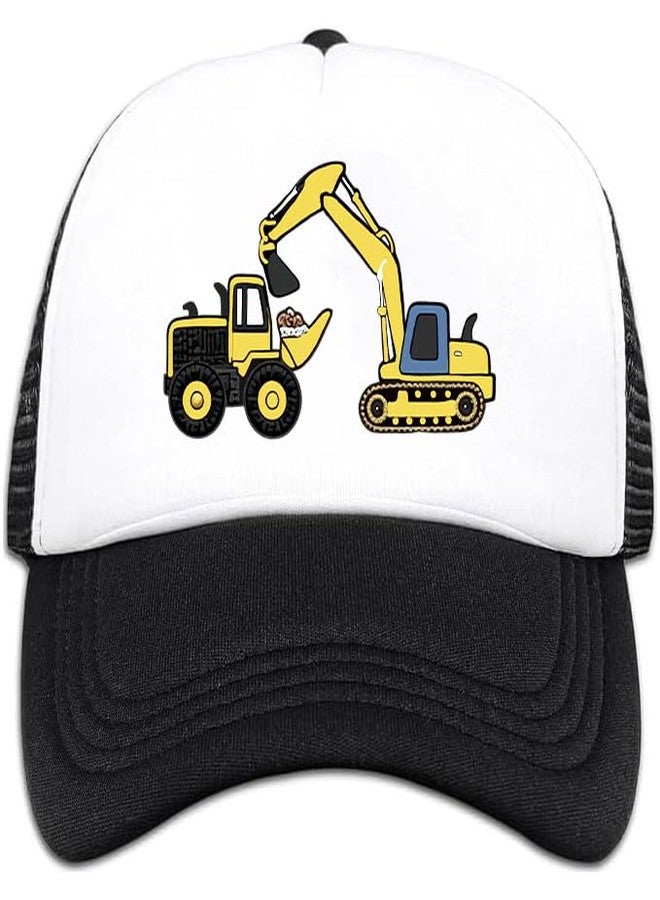Negi Cute Excavator Kids Hat Mesh Baseball Cap for Kid Boys, Adjustable Snapback Hat for Boys Girls Age 4-8 Black,Toddler Trucker Hats Lightweight Snap Back Sun Cap for Kid Girls - Image 1