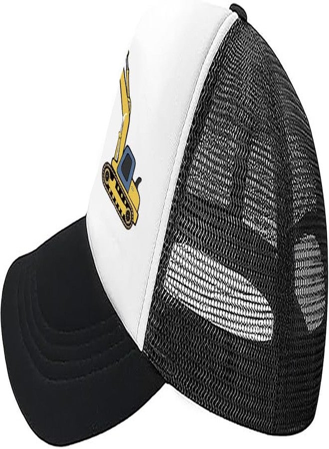 Negi Cute Excavator Kids Hat Mesh Baseball Cap for Kid Boys, Adjustable Snapback Hat for Boys Girls Age 4-8 Black,Toddler Trucker Hats Lightweight Snap Back Sun Cap for Kid Girls - Image 4