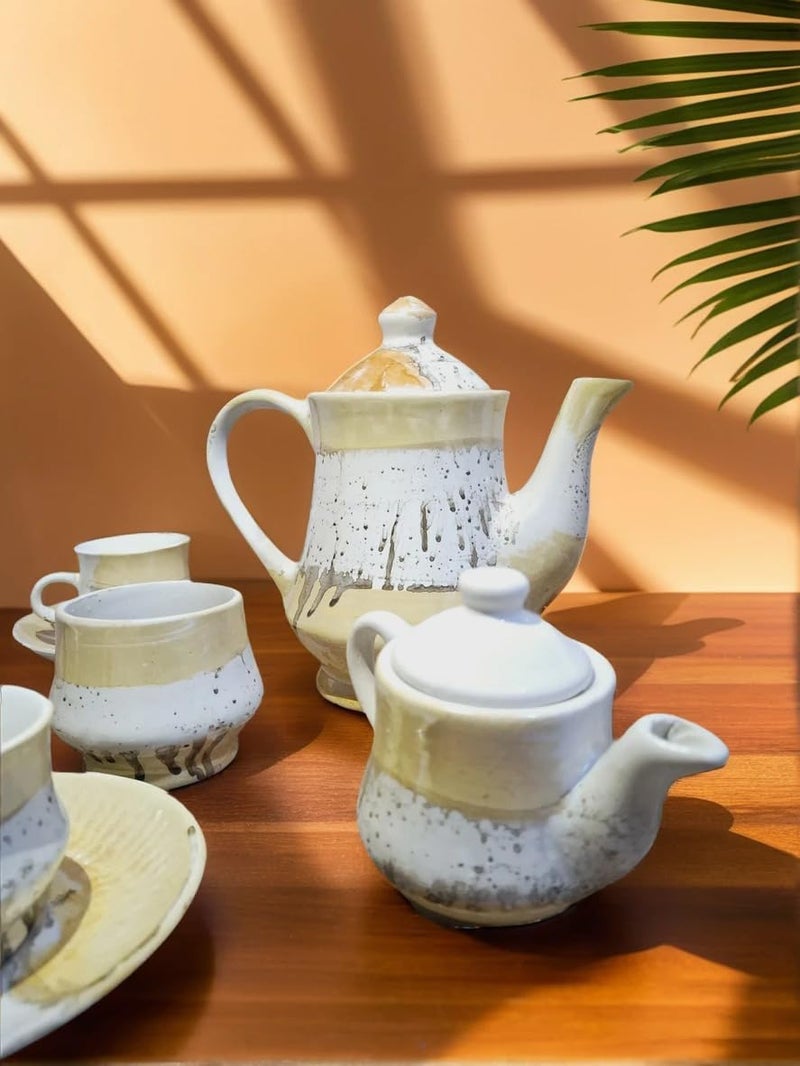 FARIYA FariyaFariya Premium Ceramic Tea Cup with Saucer Tea Set 17 Pieces Cups Saucers with Kettle Set Crockery Set Ideal for Daily Use Gifting Design 2 - Image 4