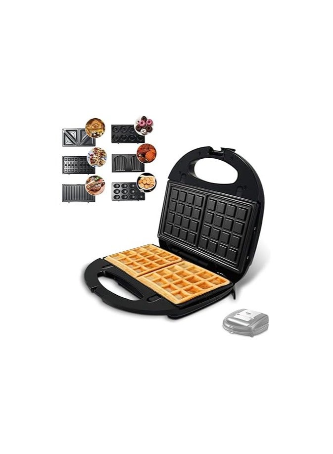 Home Gold Home Gold 6 in 1 Waffle Maker 750W - Waffle Maker with Non-Stick Coating, Easy to Use and Clean - Versatile Kitchen Tools for Waffles and Sandwiches (2023-1)_ 1 Year Warranty - Image 5