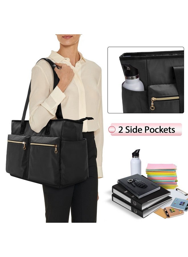 Damero Damero Teacher Bag, Teacher Utility Tote Bag with Zip Top and Padded Sleeve for up to 15.6’’ Laptop for Office, Business, Black(Upgraded)  - Image 4