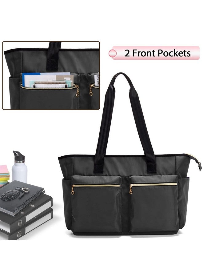 Damero Damero Teacher Bag, Teacher Utility Tote Bag with Zip Top and Padded Sleeve for up to 15.6’’ Laptop for Office, Business, Black(Upgraded)  - Image 3