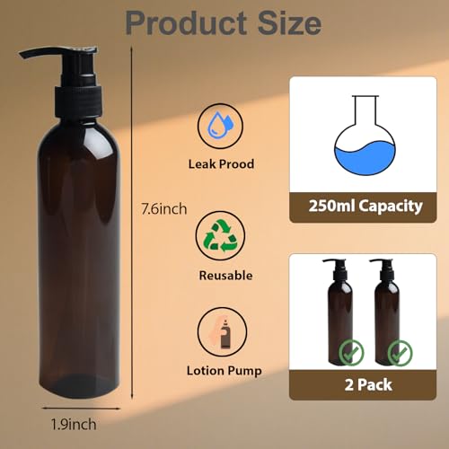 Dukrouk Body Oil Container,Body Oil Dispenser with Lotion Pump,Leak-Proof and BPA-Free Plastic,2PCS - Image 2