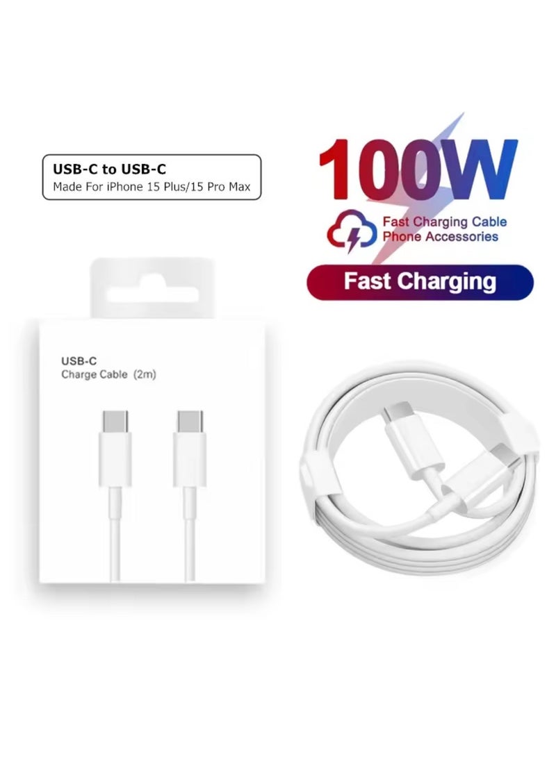 فوسيبورو كابل شحن سريع USB-C إلى USB-C بقدرة 100 واط PD متوافق مع iPhone 15 وiPhone 16 وiPhone 17 وسامسونج Galaxy وشاومي Redmi وPOCO – كابل Type-C مع علبة - Image 1