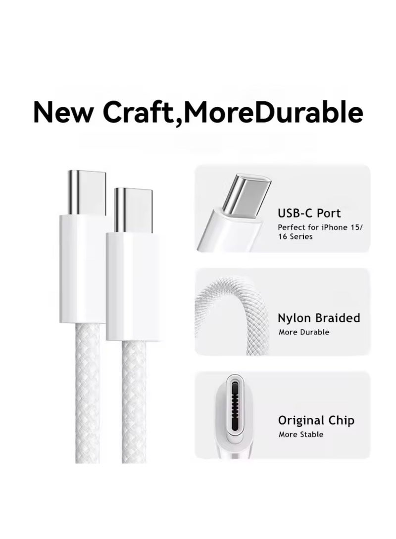 فوسيبورو كابل شحن سريع USB-C إلى USB-C بقدرة 100 واط PD متوافق مع iPhone 15 وiPhone 16 وiPhone 17 وسامسونج Galaxy وشاومي Redmi وPOCO – كابل Type-C مع علبة - Image 2