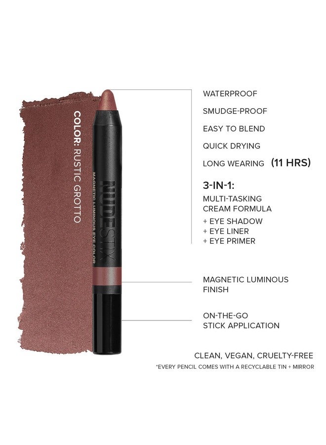 Nudestix Magnetic Luminous Eye Color Pencil, Eyeshadow + Eyeliner + Eyelid Primer + Highlighter Stick, Satin Finish Cream Makeup, Long Lasting, Waterproof, Shade: Rustic Grotto - Image 5