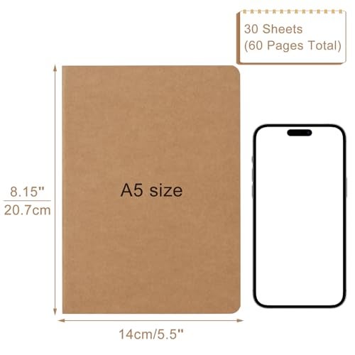 ZCZN 24 Pack A5 Kraft Notebooks Bulk, 8.15x5.5 Inches Lined Paper Journaling Notebooks, Notebooks for Work, Composition Notebooks for School, Journal Notebooks for Office, 60 Pages - Image 2