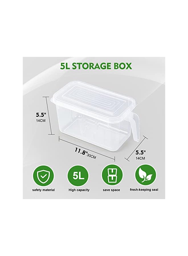 SKY-TOUCH 6 قطع من منظم الثلاجة، حاويات تخزين الطعام البلاستيكية القابلة للتكديس مع أغطية ومقابض للفواكه والخضروات، صناديق تخزين الطعام الآمنة في الفريزر، شفافة - Image 5