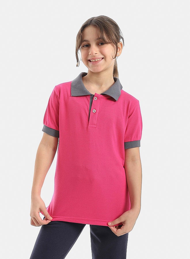 Red Circle Half sleeve polo t-shirt Kids Unisex - Image 2