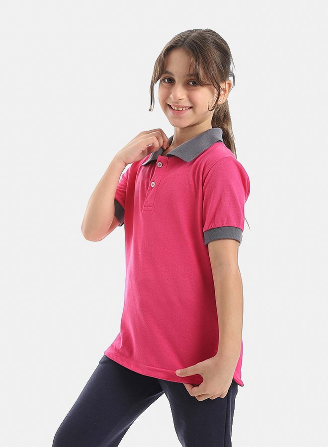 Red Circle Half sleeve polo t-shirt Kids Unisex - Image 4