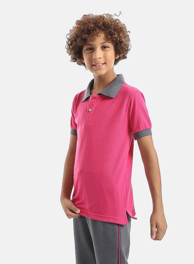 Red Circle Half sleeve polo t-shirt Kids Unisex - Image 3