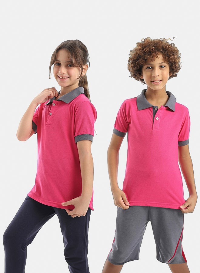 Red Circle Half sleeve polo t-shirt Kids Unisex - Image 1