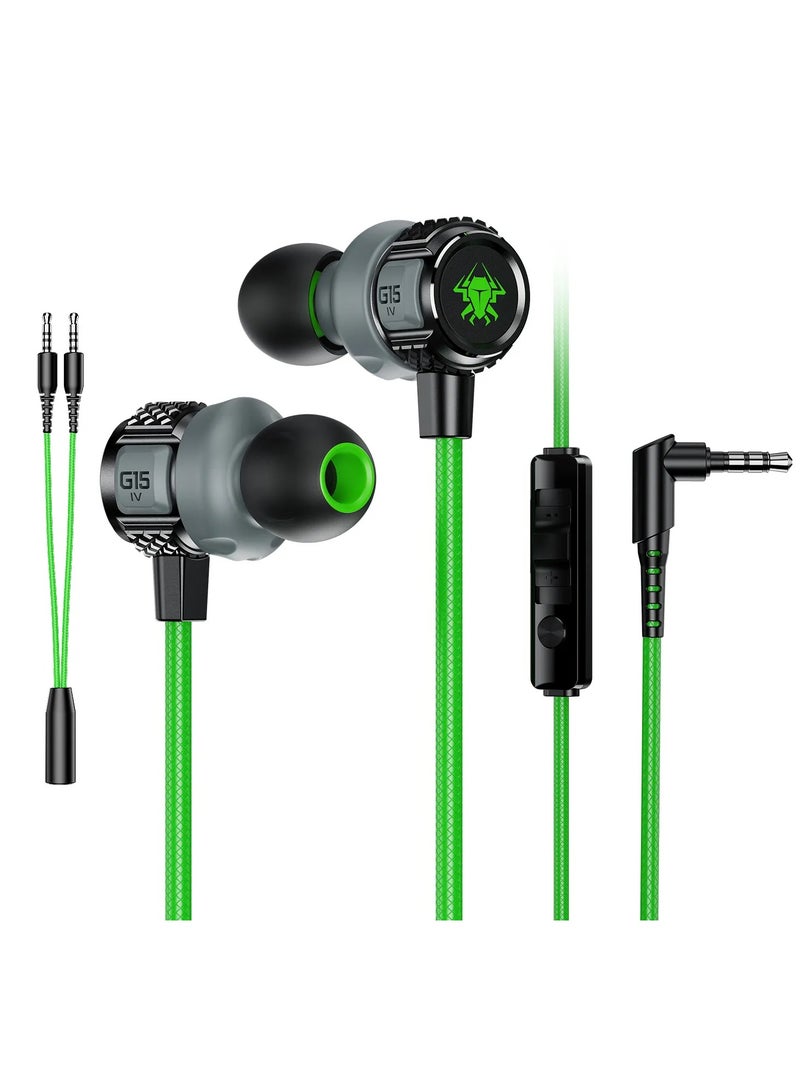 Plextone G15 Wired Silicone Earphones with 3.5mm Screw Elbow Lightweight Noise Cancelling Technology Effective Out-Ear Headphones Designed for E-Sports Green - Image 1