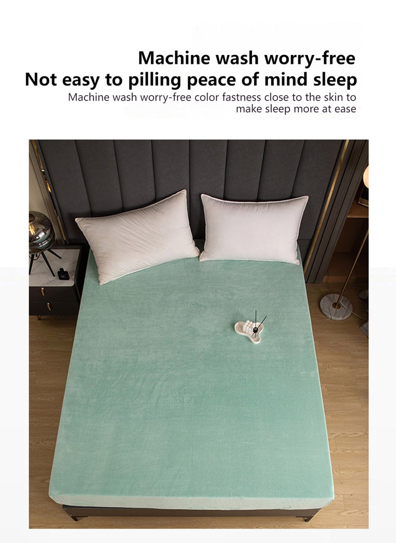 Sharpdo 3-Piece Bedding Set, Thickened Milk Velvet Fitted Sheet Set, with 2 Pillowcases, Suitable for 2-Meter Bed (200*220cm) - Image 4