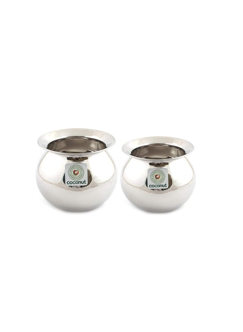 Coconut Coconut Stainless Steel Balloon/Containers/Handi/Pongal Pot - Set of 2 Qty (1500ML & 2500ML)  - Image 1
