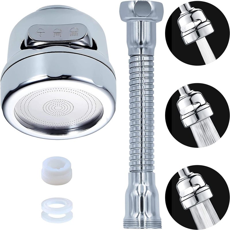 AKRIZA 360 Degree Sink Faucet Sprayer Attachment with 3 modes Flexible Tap Extender For Kitchen Sink Rotatable Splash Filter Faucet Nozzle Head with Hose and Universal Connector (20X6.5X2 CM, ABS) - Image 3