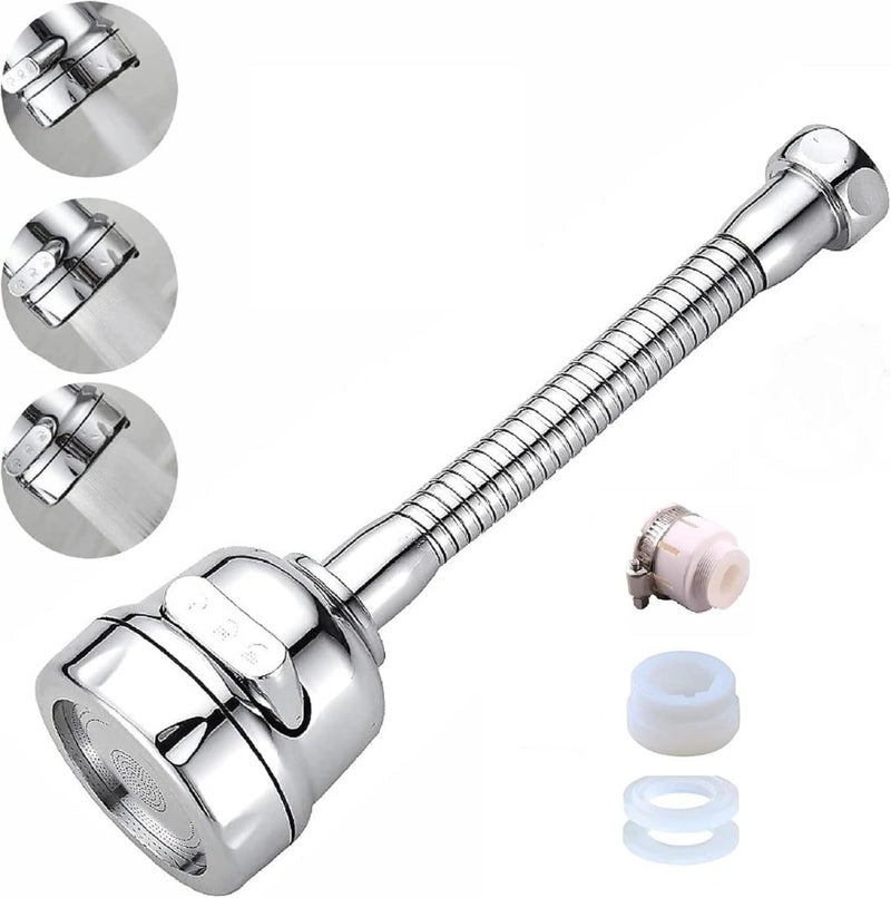 AKRIZA 360 Degree Sink Faucet Sprayer Attachment with 3 modes Flexible Tap Extender For Kitchen Sink Rotatable Splash Filter Faucet Nozzle Head with Hose and Universal Connector (20X6.5X2 CM, ABS) - Image 1