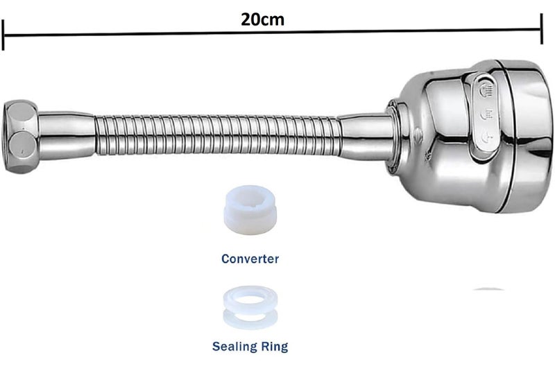 AKRIZA 360 Degree Sink Faucet Sprayer Attachment with 3 modes Flexible Tap Extender For Kitchen Sink Rotatable Splash Filter Faucet Nozzle Head with Hose and Universal Connector (20X6.5X2 CM, ABS) - Image 2