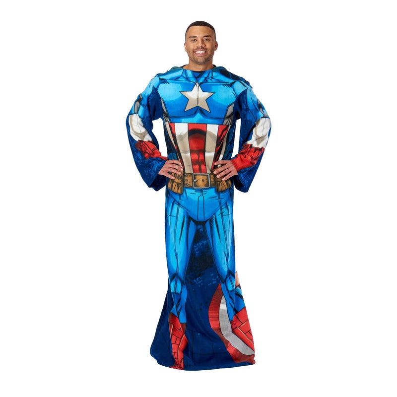 MARVEL Northwest Comfy Throw Blanket with Sleeves Adult 48 x 71 in Captain America
