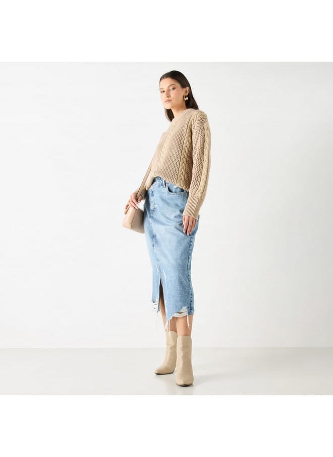 Iconic Iconic Textured Sweater with Long Sleeves  - Image 1