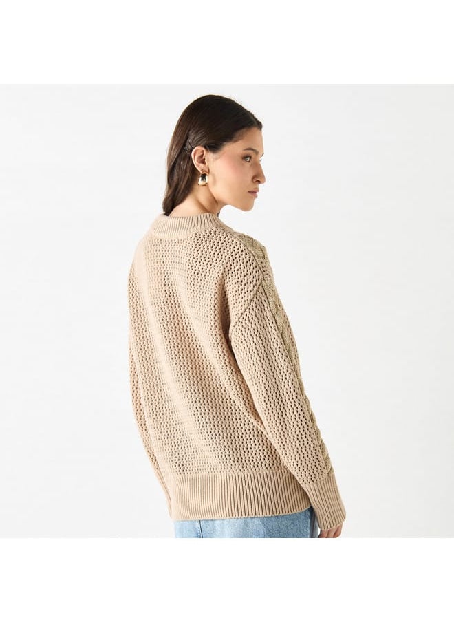Iconic Iconic Textured Sweater with Long Sleeves  - Image 3