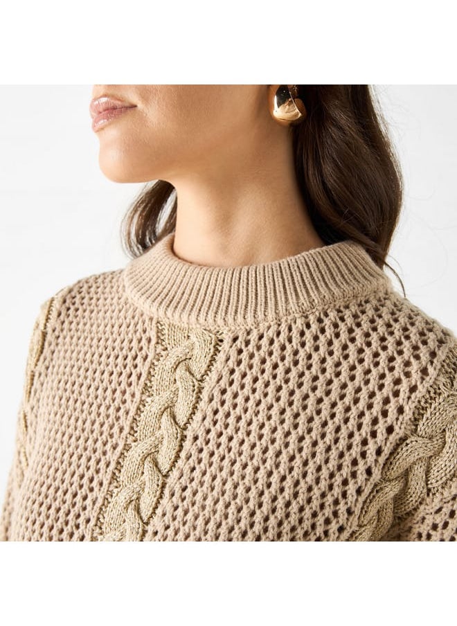 Iconic Iconic Textured Sweater with Long Sleeves  - Image 4