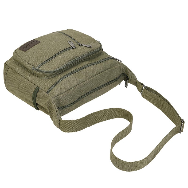 BOMKEE Canvas Messenger Bag, Satchel Bag Vintage Canvas Shoulder Bags Crossbody Laptop Side Bag for Work and Travel - Image 5