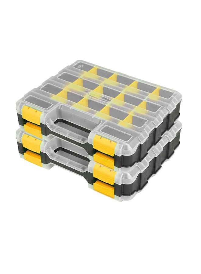 AIDY-PRO Hardware Organizer Box 34 Compartments Small Parts Organizer with Removable Dividers Durable Plastic Double Side Tools Box Screw Organizers For Nuts, Bolts, Screws, Nails 2Pack - Image 1
