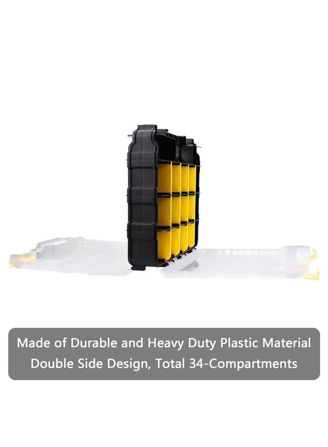 AIDY-PRO Hardware Organizer Box 34 Compartments Small Parts Organizer with Removable Dividers Durable Plastic Double Side Tools Box Screw Organizers For Nuts, Bolts, Screws, Nails 2Pack - Image 3