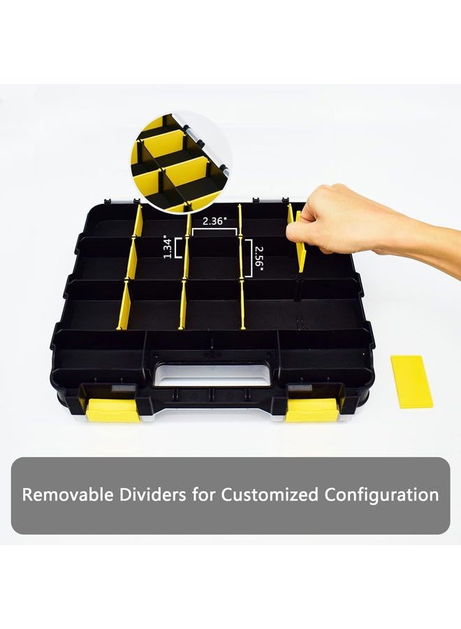 AIDY-PRO Hardware Organizer Box 34 Compartments Small Parts Organizer with Removable Dividers Durable Plastic Double Side Tools Box Screw Organizers For Nuts, Bolts, Screws, Nails 2Pack - Image 4