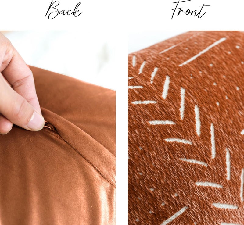 BlissBlush غطاء وسادة ظهري تزييني من ، بلون أحمر طوبي متآكل، مقاس 12×20، مجموعة من 2 قطعة، بأسلوب Boho، غطاء وسادة ناعم للأريكة أو السرير، لتزيين غرفة المعيشة. - Image 5