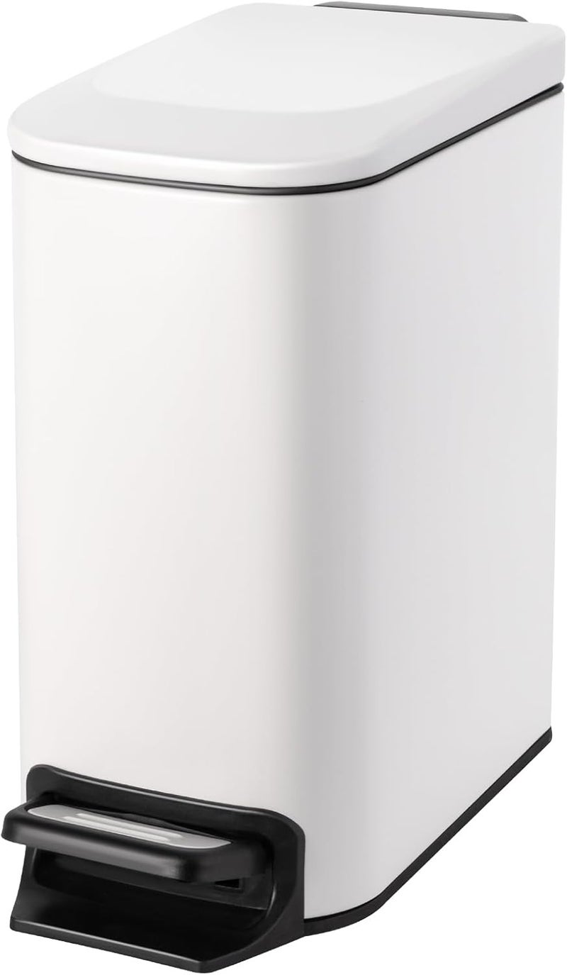 Cesun Small Bathroom Trash Can with Lid Soft Close, Step Pedal, 6 Liter / 1.6 Gallon Stainless Steel Garbage Can with Removable Inner Bucket, Anti-Fingerprint Finish (White) - Image 1