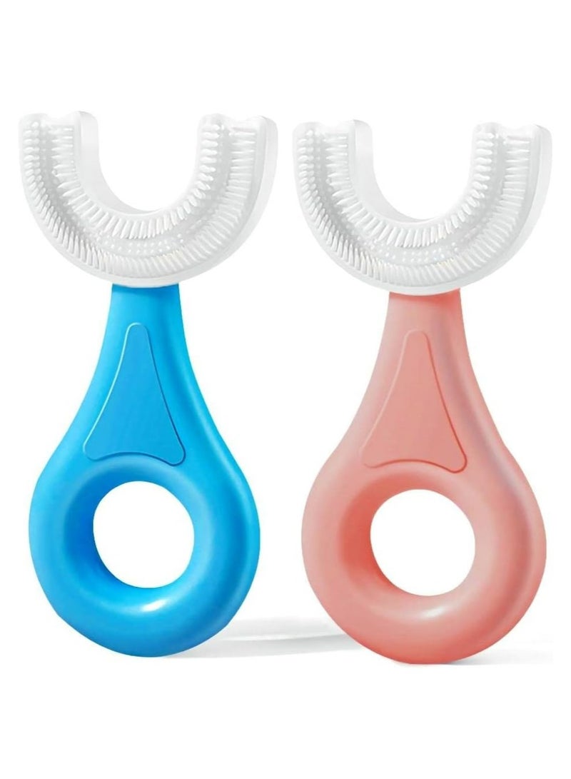 Fanski 2 PCS U-Shaped Toothbrush Kids, Manual Whole Mouth for Age 2-6, 360° Oral Teeth Cleaning Design - Image 1