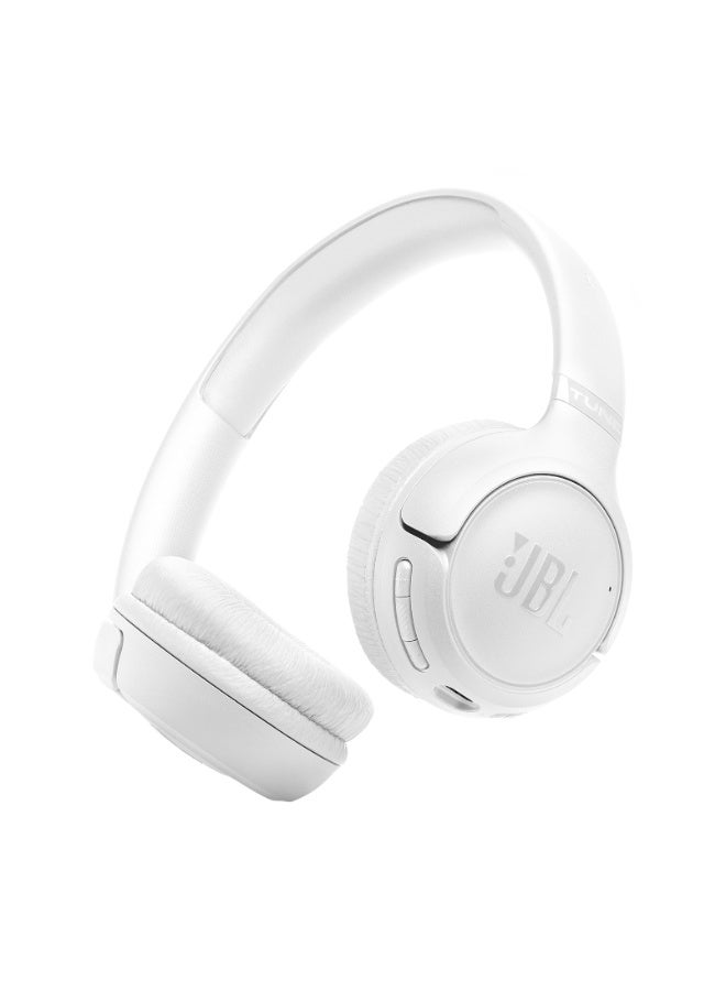 Tune 530Bt Wireless On Ear Headphones Pure Bass Sound 76H Battery Hands Free Call Plus Voice Aware Multi Point Connection Lightweight And Foldable White