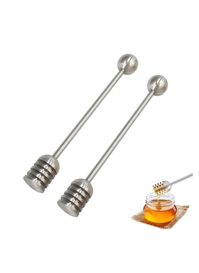 Generic 2 Pieces Stainless Steel Honey Dipper Stick, 6.3 Inch Honey Wand Server, Removable Honeycomb Stick for Honey Pot Dispense Honey, Wedding Party Favors Birthday Gift  - Image 1