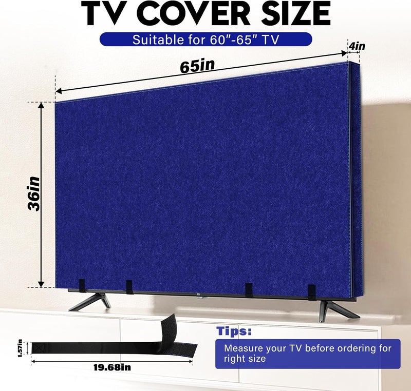 Wibeelee TV Cover for Moving 60"-65" Flat Screens Dust & Anti-Scratch TV Screen Protector Cover with Bottom Strap for Moving, Painting, Renovation, Pet Scratch Prevention & Furniture Protection（Blue） - Image 2