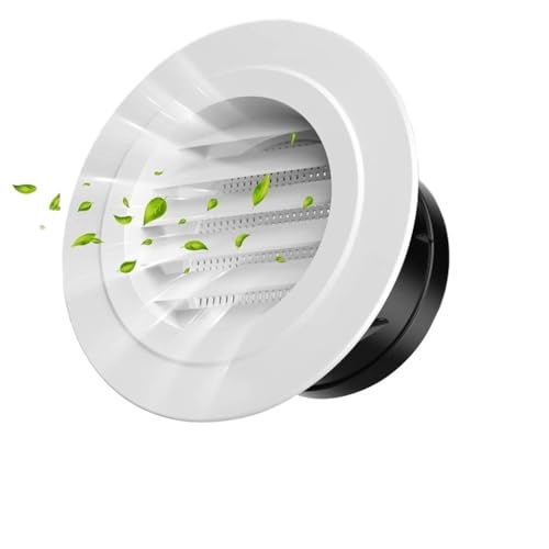 HASTHIP® Circle Cowl Air Vent Grille Cover Ducting - 3.93 Inch Round Exhaust Air Vent Cover with Built-in Fly Screen for Bathroom Kithchen Office Home, White-Taupe - Image 1