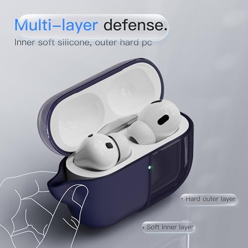 DamonLight Case for AirPods Pro 3 NeverSretchOut DamonLight ShockProof Protective Semi Hard Silicone Case Compatible with Apple Airpods Pro 3rd Generation Midnight Blue - Image 3
