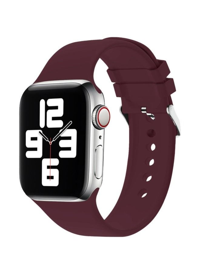 GREEN LION Green Lion Silicone Band with Buckle Watch Strap for Apple Watch 42/44/45MM - Wine Red 