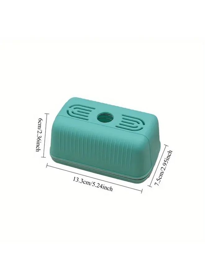 Blue Foam Soap Dispenser And Bathroom Organizer With Lid Hygienic Drainage - Image 4