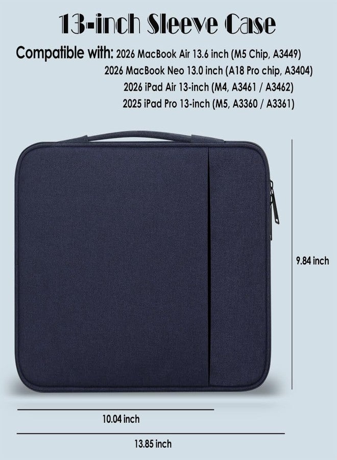 ProElife 13 Inch Laptop Sleeve for MacBook Neo, Retractable Handle, Navy - Image 2