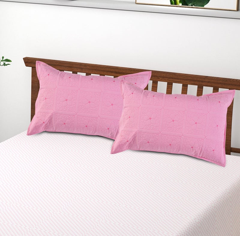 Rj Products Embroidery Pillow Covers Set of 2 Piece |Zipper| (Pink) - Image 2