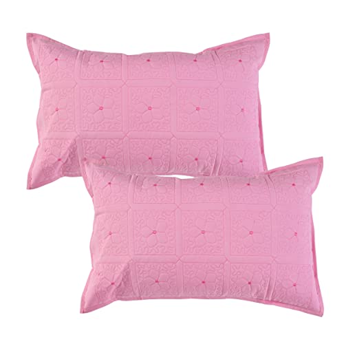 Rj Products Embroidery Pillow Covers Set of 2 Piece |Zipper| (Pink) - Image 1