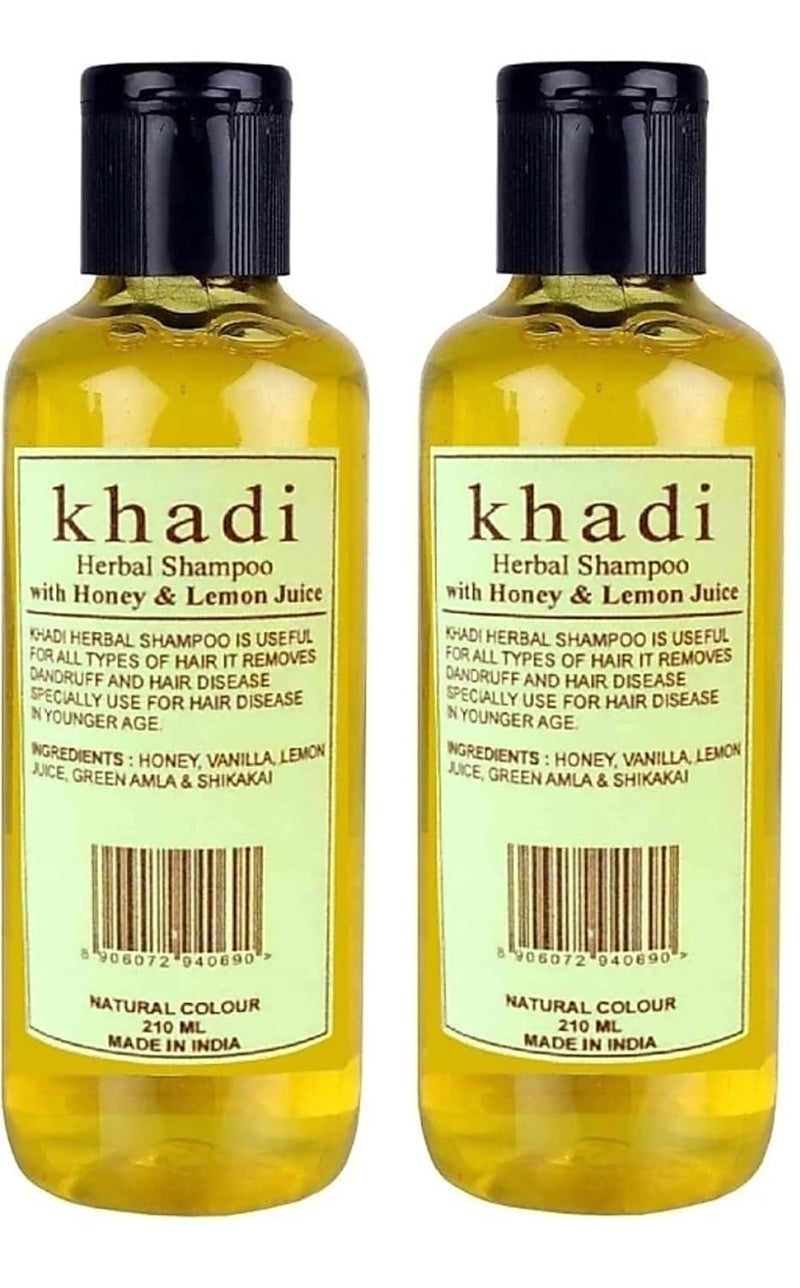 Khadi Herbal Herbigiri Herbal Honey Lemon juice Shampoo 420Ml Pack of 2 Parvati gramodyog Herbigiri Herbal products Made in India