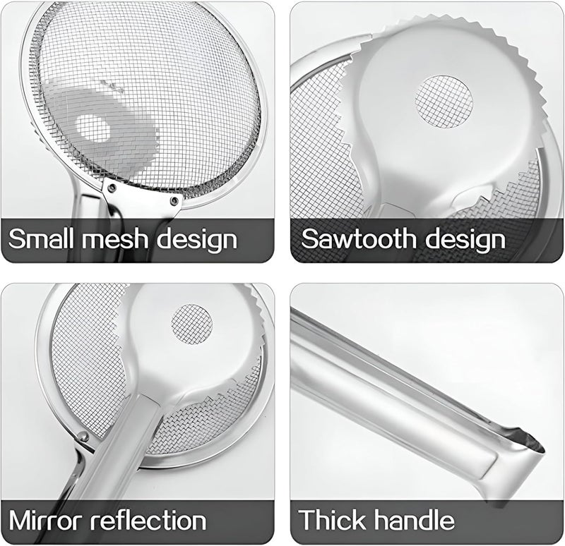 Fry Drainer Tongs Stainless Steel Fry Spoon Oil Strainer Skimmer Kitchen Tongs Deep Fry Utensil With Filter Mesh Long Handle Heat Resistant - Image 3