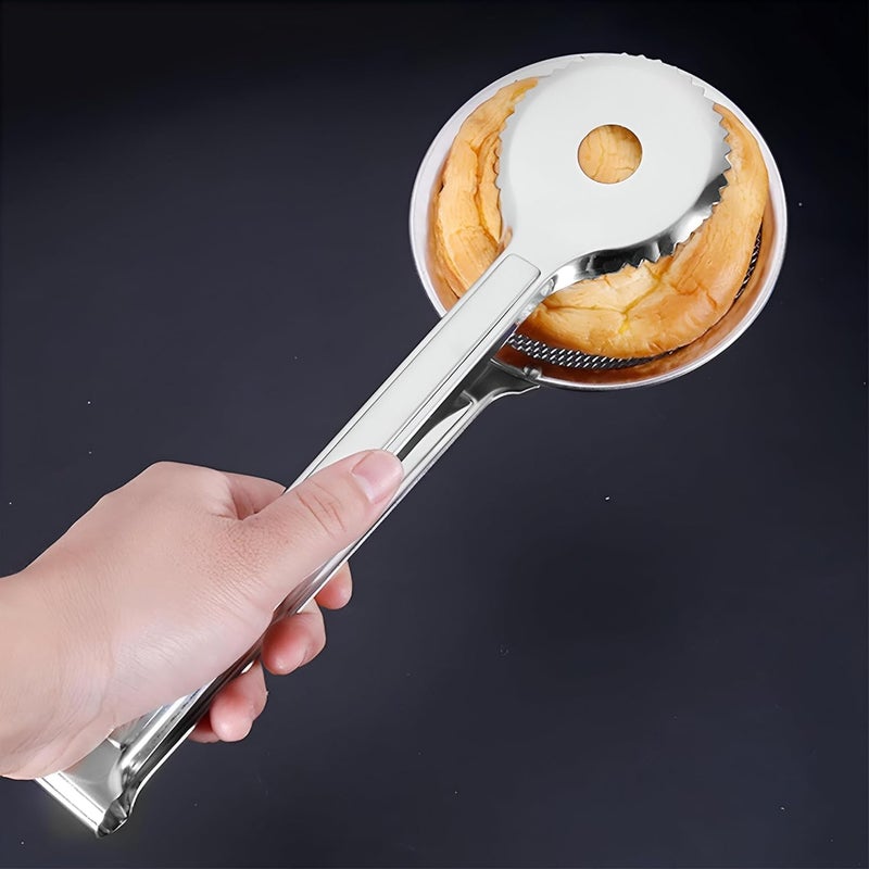 Fry Drainer Tongs Stainless Steel Fry Spoon Oil Strainer Skimmer Kitchen Tongs Deep Fry Utensil With Filter Mesh Long Handle Heat Resistant - Image 4