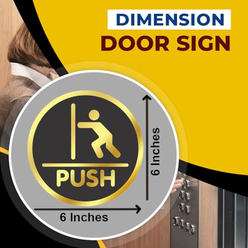 True Flair Trueflair Push Pull Stickers for Glass Door, Acrylic Golden Black Sign Signage, Self Adhesive, Office Supplies (Push Pull 2) - Image 5
